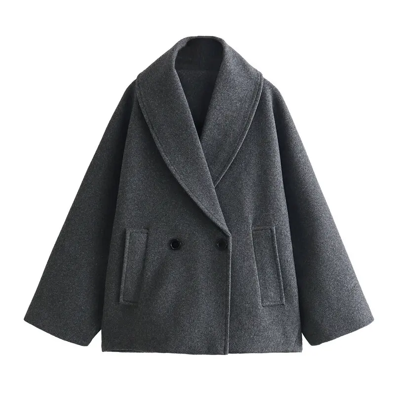 

Spring 2024 Women's Faionable Loose Coat Long Sve Turn-down Collar Versatile Outerwear Commute Sle Regular Length