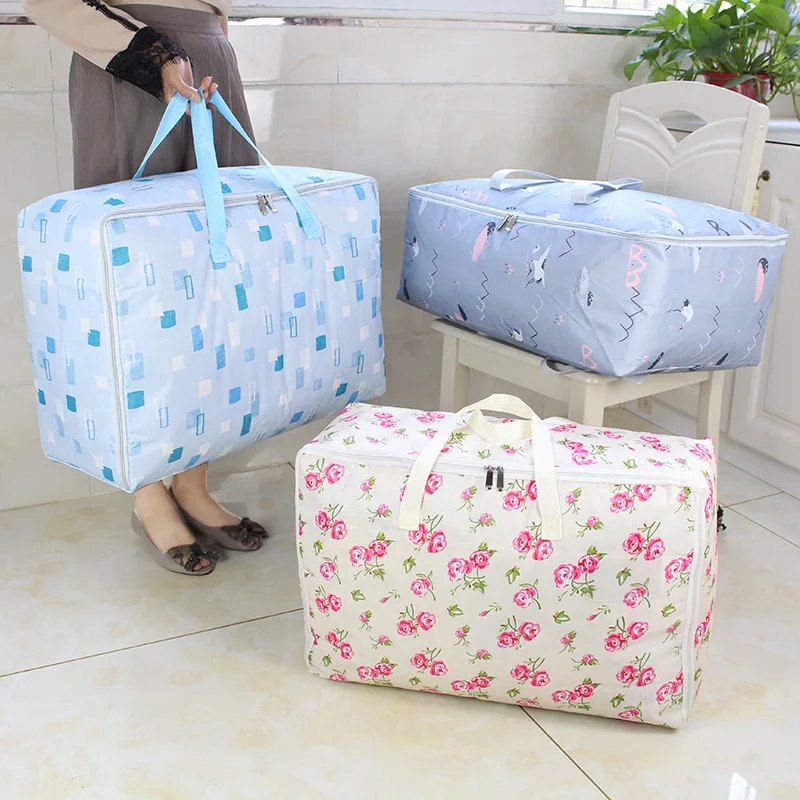 Extra Large Thickened Quilt Storage Bag Oxford Cloth Home Waterproof Storage Bag Fresh Printed Clothes Dust-proof Packing Bag