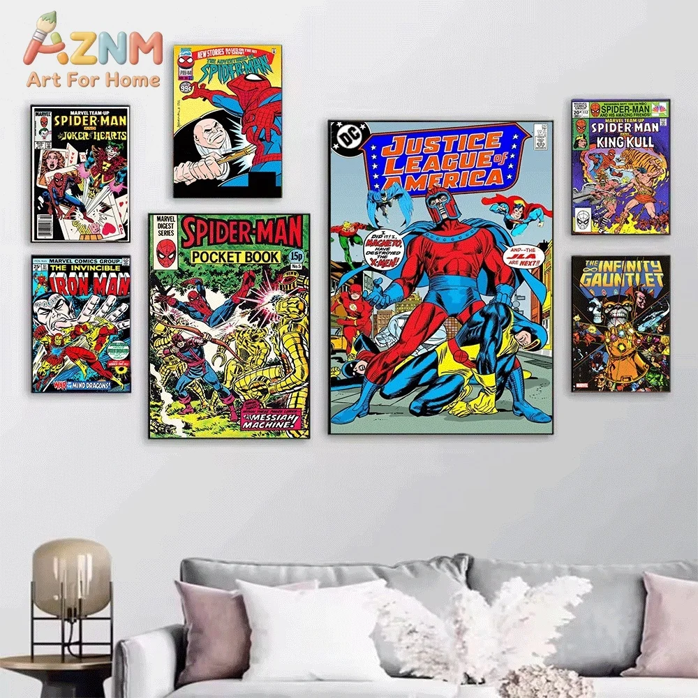 Vintage Amazing Spider‑Man Classic Comic Cover Canvas Wall Art Print Poster Unframed Canvas Painting Home Living Room Bedroom