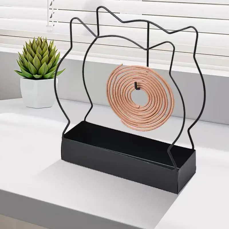 Hangable Incense Holders Iron Mosquito Coil Holder Modern Repellent Incense Rack Coil Incense Burner Frame for Household Bedroom