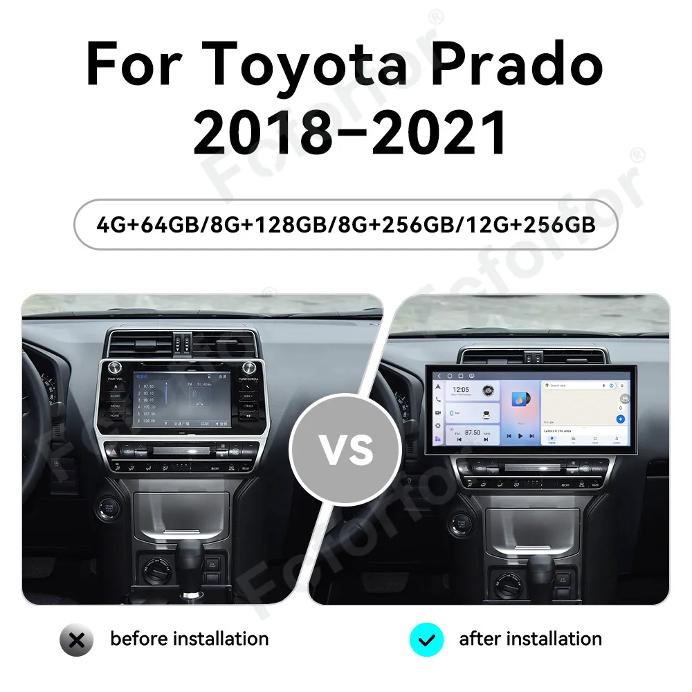 

15,8-дюймовый вертикальный экран для Toyota Prado 2018-2021, автомобильная мультимедийная аудиосистема, GPS-навигация, Carplay, Android Auto, 4G LTE