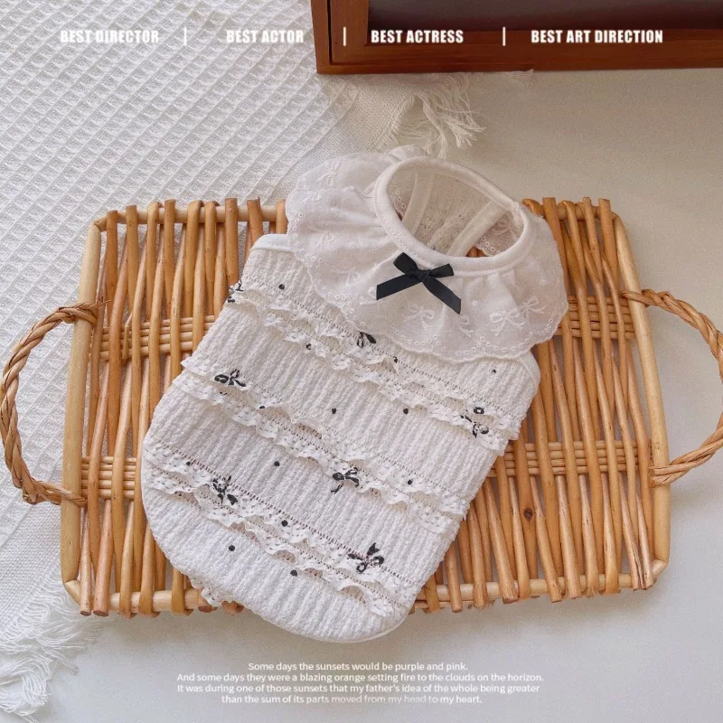 

Pet Bow Vest Summer Collection Cat Princess Vest Cute Lace Pearl Small Dog Teddy Pet Puppy Clothes Dog Dresses for Small Dogs