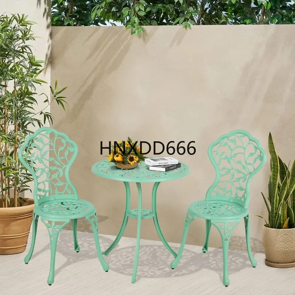 3 Piece Outdoor Set, Rust-Resistant Cast Patio Bistro Set Antique Finish, Weather Resistant Patio Table and Chairs,