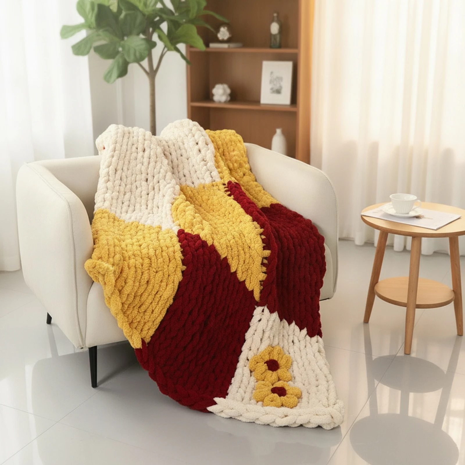 Throw Blanket Chunky Knit - Dik gebreide deken Zachte deken met