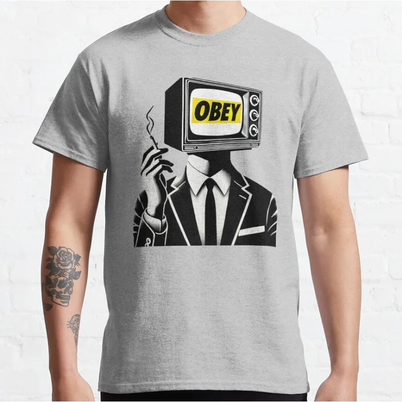 Funny Obey tv head smoking man Retro Horror movie They Live Obey meme consume 80s Alien Graphic T Shirts large size Adult S-6XL