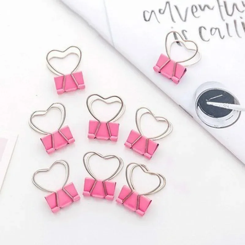 10PCS Binder Clip Heart Shape Metal Binder Clips Photos Tickets Notes Letter Paper Clip Office Study Binder Clips