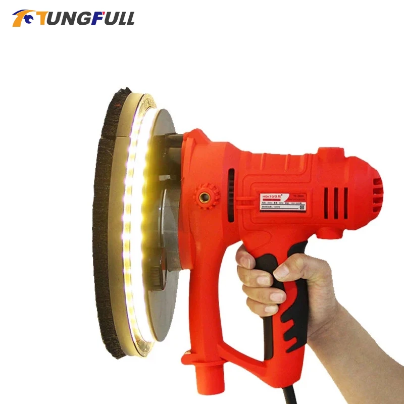 1250W Wall Polisher Drywall Sander Electric Drywall Sander Machine LED Light Wall Putty Decorating Tools Hand Grinder