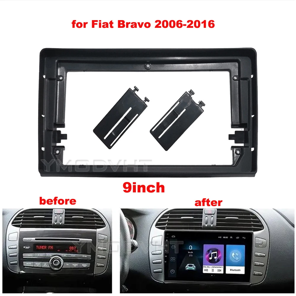 9inch Car Radio Frame Fascia for Fiat Bravo 2006-2011 2012 2013 2014 2015 2016 DVD Stereo Panel Mounting Dash Installation Bezel