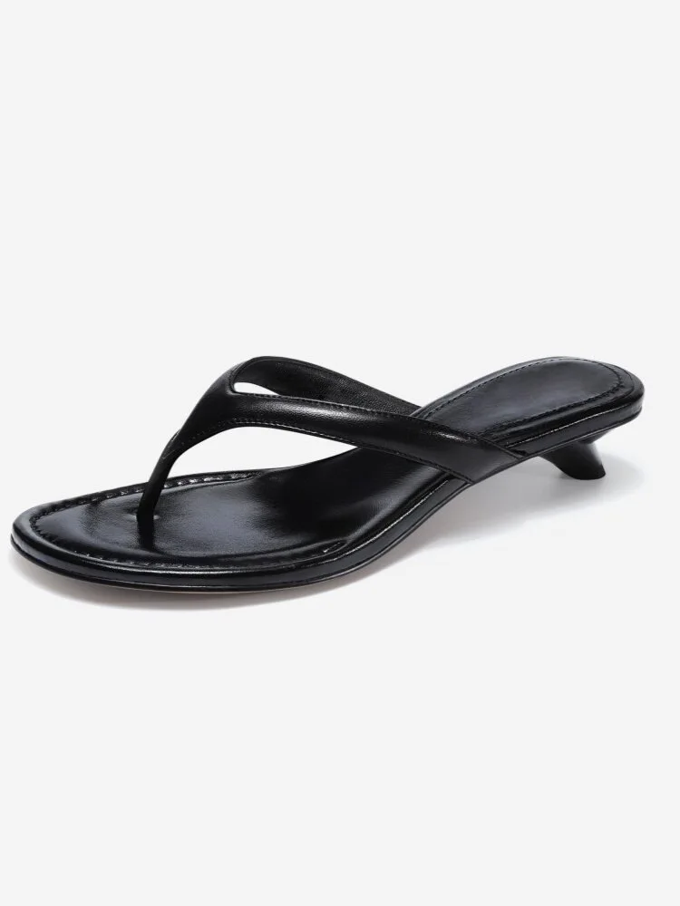 Kitten and French vacation style flip-flops premium oil wax sheepskin slippers casual sandals