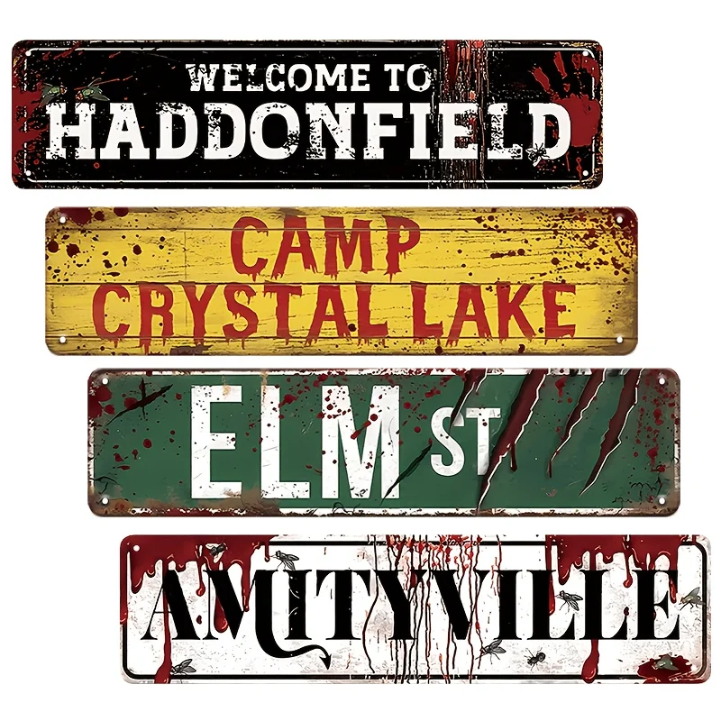 2D Flat, Vintage Movie Metal Tin Signs Retro Wall Art: 2D Flat, 4pcs - 4x16Inches With 