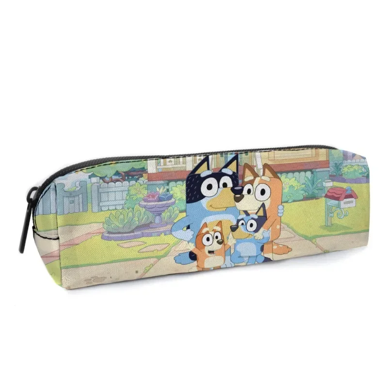 Bluey Family Cartoon Children's Polyester Pen Bag Student Cute Stationery Bag Casual Storage Pencil Bag Large Capacity