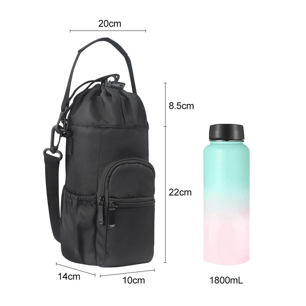 Water Bottle Carrier Bag Bottle Pouch Holder Adjustable Shoulder Hand Strap 2 Pocket Sling Neoprene Sleeve Sports Water Bottle