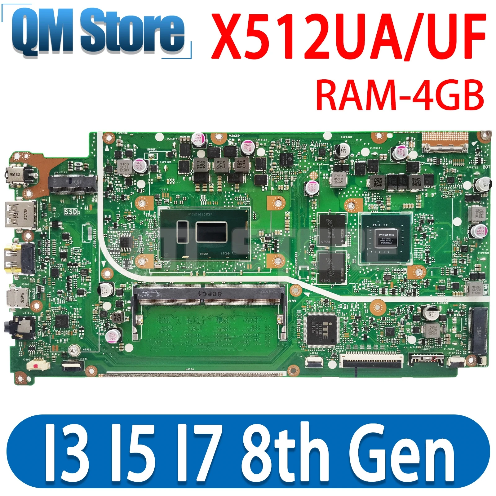 

Mainboard X512UA X512UB X712UA X512UF F512U A512U D712U M712U Y5100U V5000UA Laptop Motherboard 4417U I3 I5 I7 8th Gen 4GB-RAM