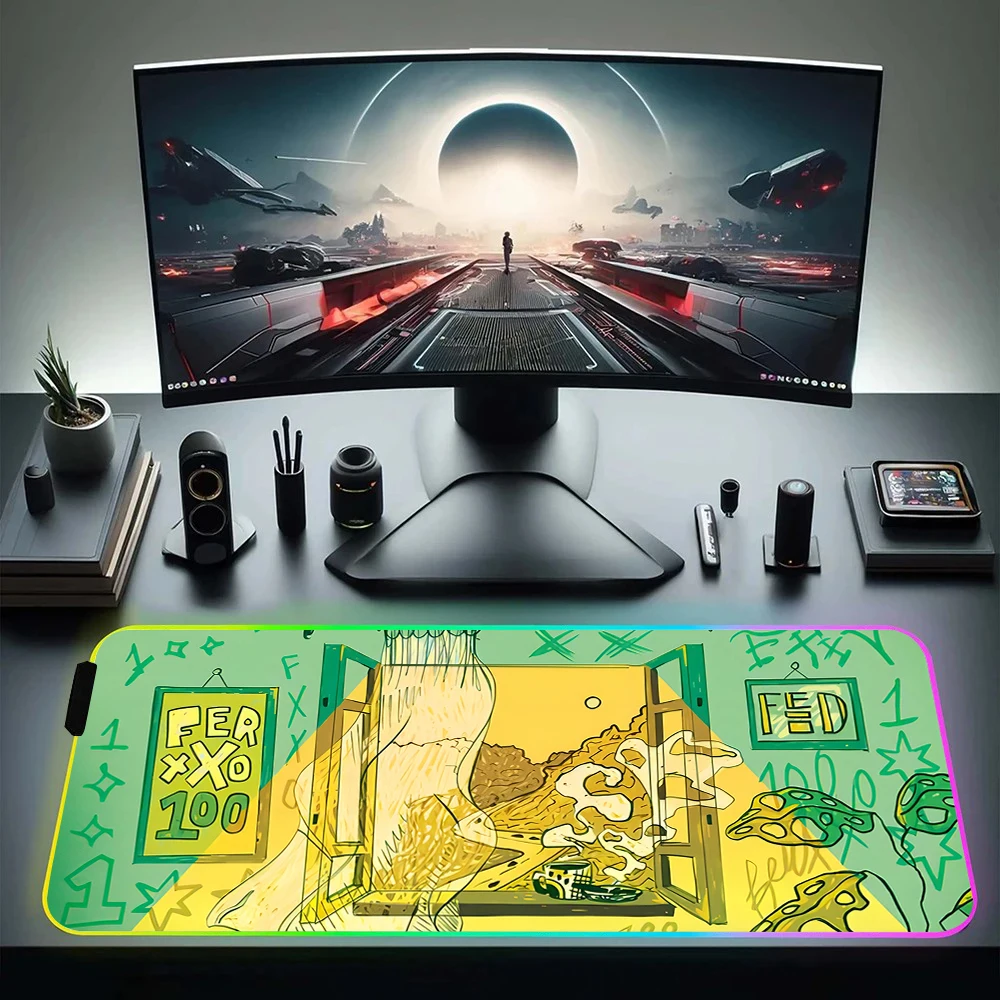 

Fashion Ferxxo RGB Pc Gamer Keyboard Mouse Pad Mousepad LED Glowing Mouse Mats Rubber Gaming Computer Mausepad Funda