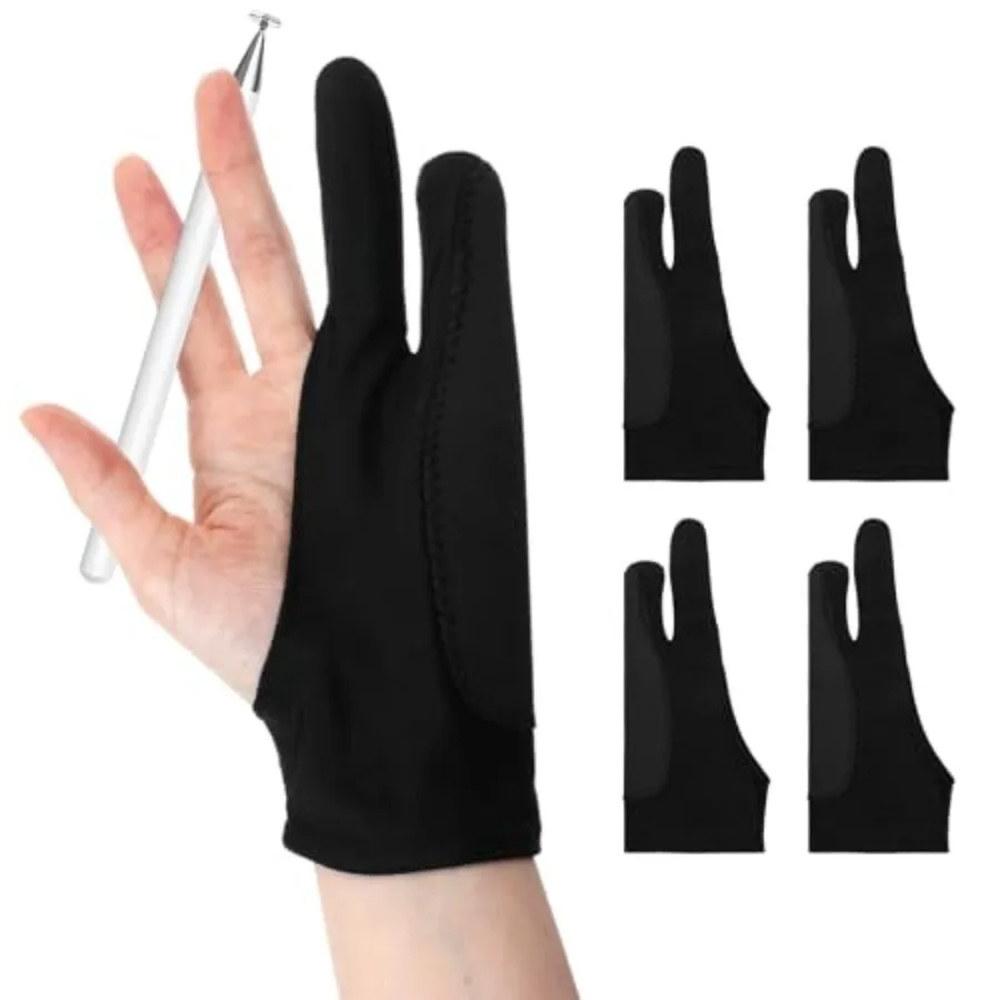 

4pcs Tablet Glove, Art Glove, 2 Tingers, Nylon Spandex Tablets Gloves, Artist Gloves for Draw Tablet, Suitable for Drawings Tab