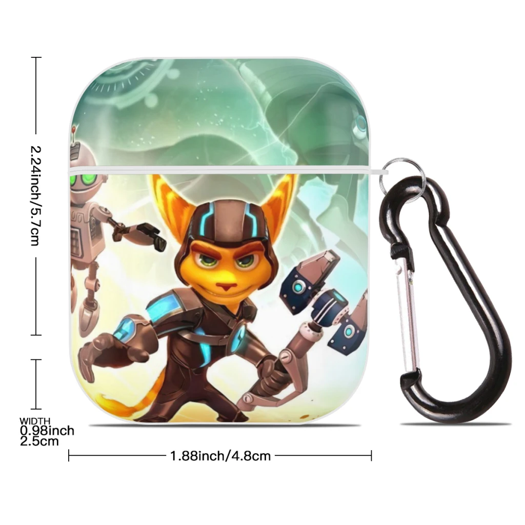 Hard PC Protective Cover with Buckle, Compatible with Apple AirPods 2nd 1st Generation Charging Case,  Ratchet Clank