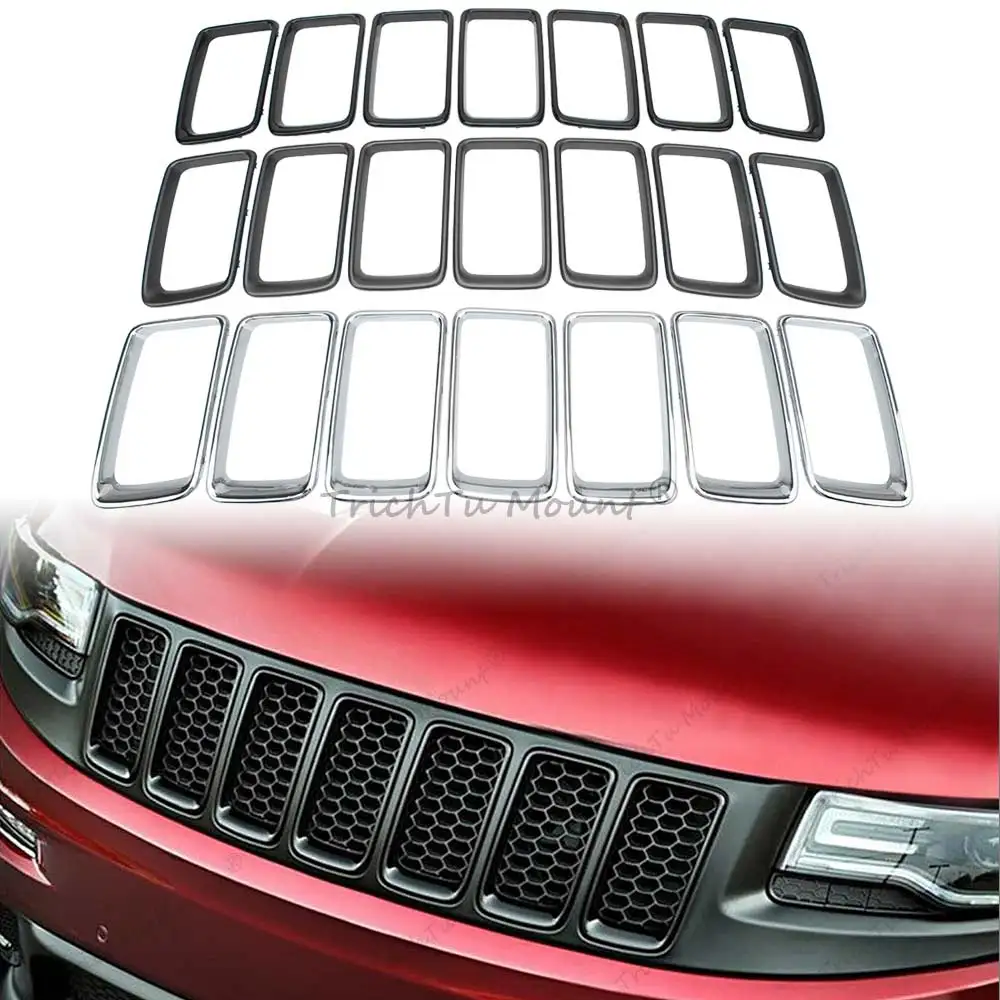 

Совершенно новый для Jeep Grand Cherokee 2014-16, 7 шт., глянцевая передняя решетка, вставка, гоночная решетка, рамка, отделка автомобиля, внешние аксессуары
