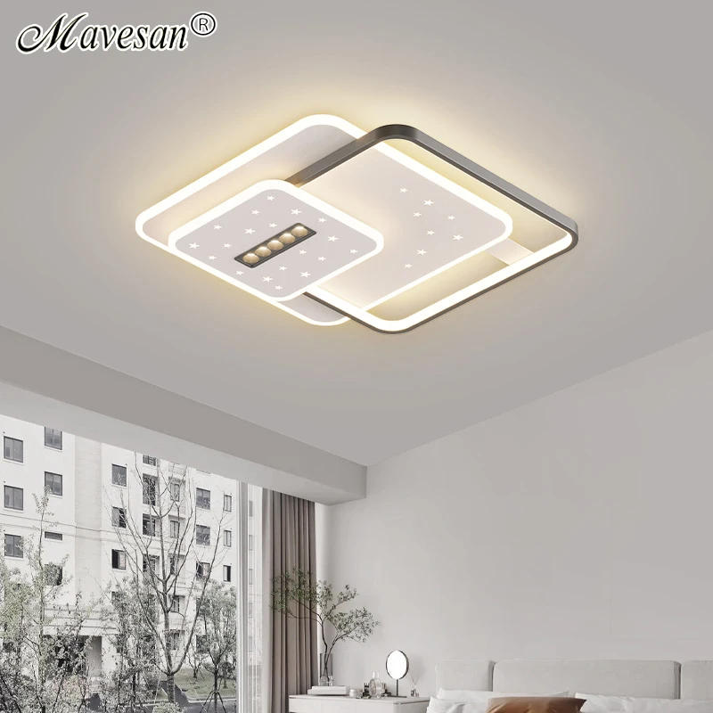 

Modern Led Ceiling Lamp Nordic Living Study Room Chandelier Light Rectangular Ceiling Mounted Home Decor Eye Protection Fixture