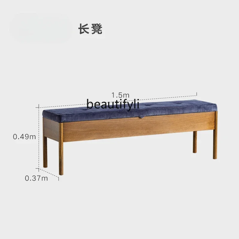 Modern Minimalist Creative Nordic Solid Wood Designer Model Antique Bedroom Bed End Stool Shoe Changing Stool