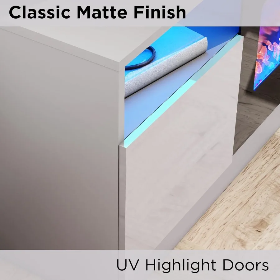 Supporto TV AMERLIFE con caminetto Centro di intrattenimento leggero a LED con 36 caminetti elettrici 70 Supporto moderno per intrattenimento in legno con