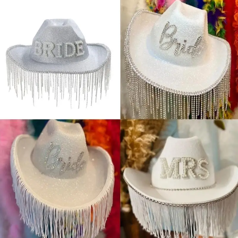 31BF Mũ Cao Bồi Tuyệt Đẹp Mũ Da Bò Miền Tây Cho Cô Dâu Nữ Cô Gái Đạo Cụ Chụp Ảnh