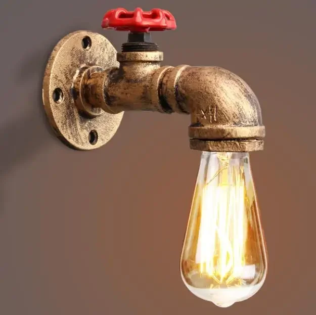 

E27 Vintage Industrial Retro Rustic Wall Light Holder Lamp Base Sconce Light Fixture Fitting Water Pipes Style Indoor Decor