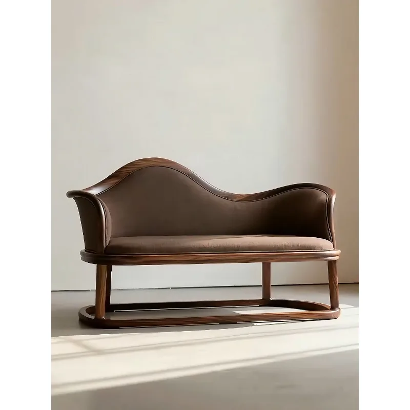 North American chaise longue chair, modern minimalist double one-piece chair, living room solid wood sofa chair