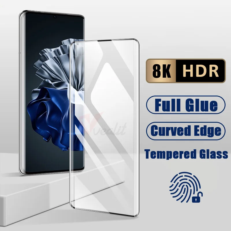 

Изогнутое закаленное стекло с полным покрытием клея для Huawei P60 Art P50 P40 P30 Nova 8 9 10 11 ультрапротектор экрана Huawei Mate 50 40 30 Pro