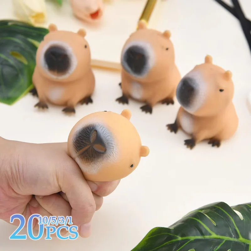 1-20PCS New Cute Cartoon Capybara Pinching Toy Mochi Squishy Toy Slow Rebound Decompression Toys Stress Release Hand Relax Gift