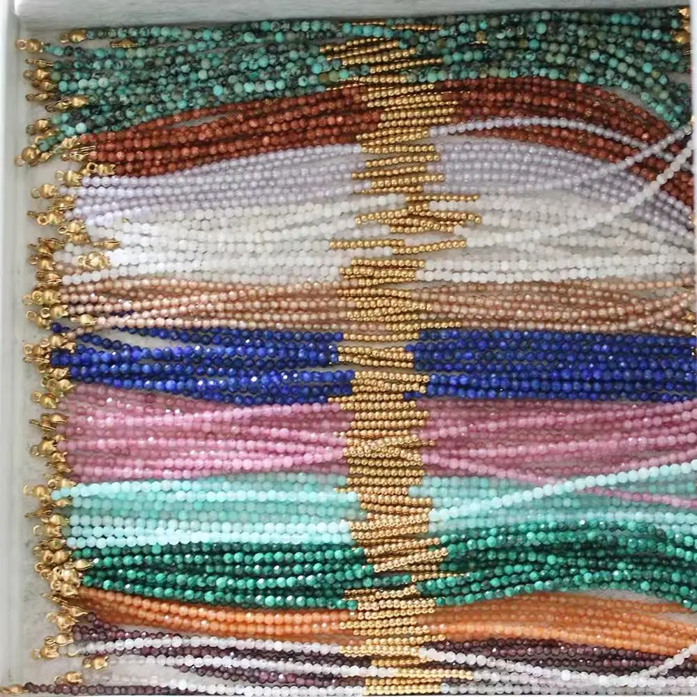 

Vlen Natural Stone Bracelet for Women Adjustable Birthday Stone Bead Bracelet with 18K Gold Plated Accent Chic Boho Jewelry Gift