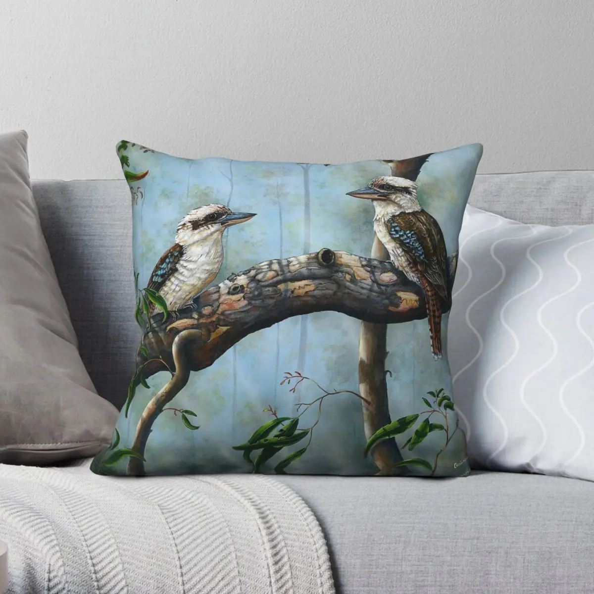 Kookaburra Pillowcase Polyester Linen Velvet Creative Zip Decor Pillow Case Home Cushion Case 45x45