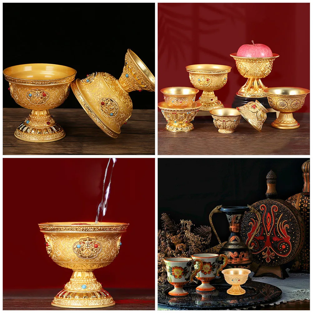 Compact Copper Water Offering Bowl for Temple Home Decor Smooth Polished Interior Sacrifice Cup for Yoga Meditation Religious