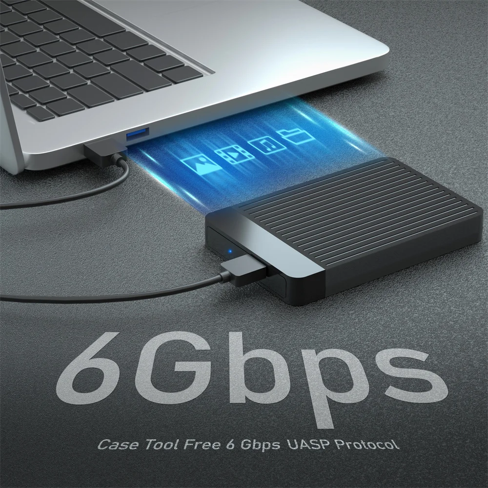 USB 3.0/Type C HDD Enclosure 2.5 inch SATA SSD External Hard Drive Case with 6Gbps Transfer Speed Harddisk Boxs Tool-Free