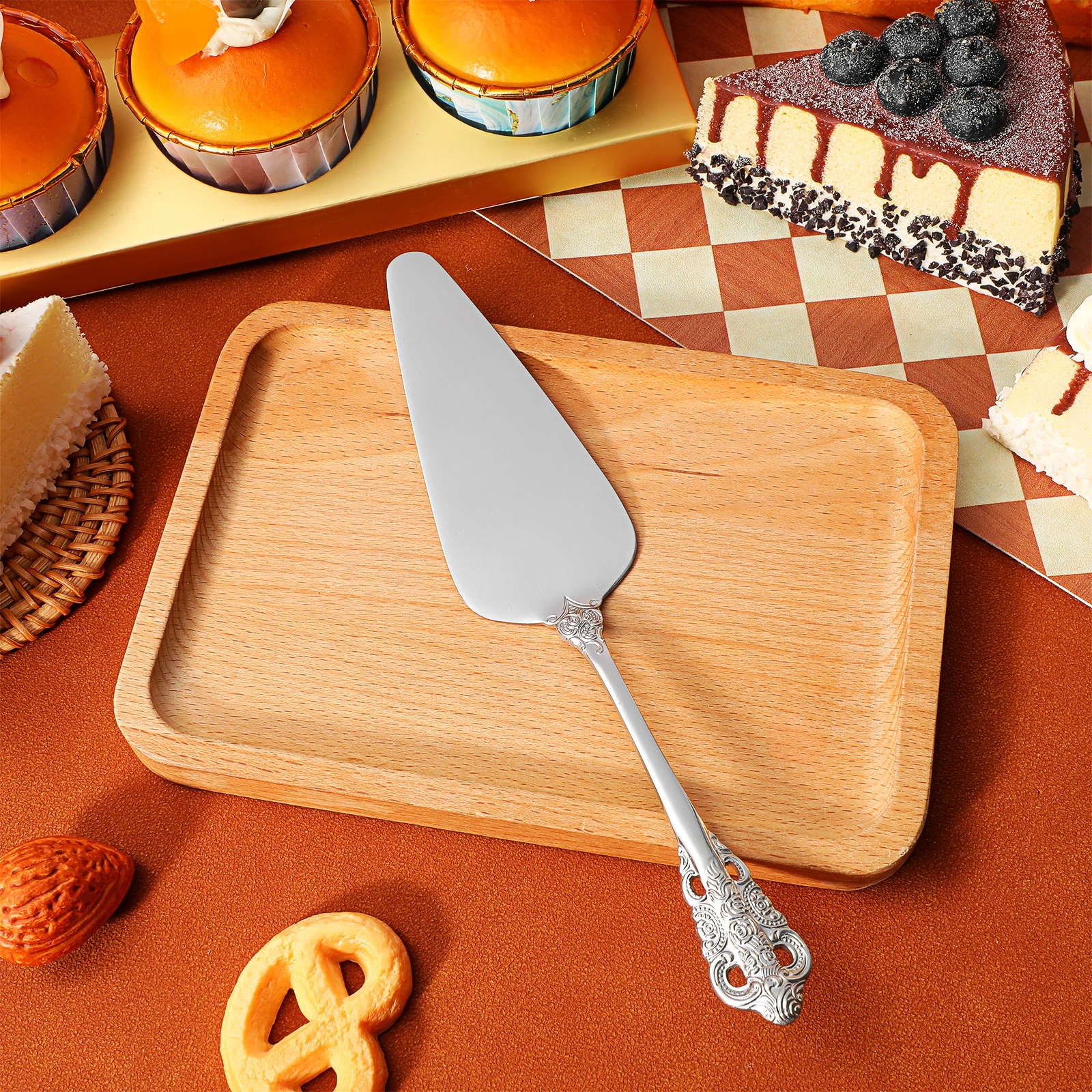

Stainless Steel Cake Spatula Rust Resistant Fine Effortless Slicing Wedding Birthday Pizza Egg Cake Cutter