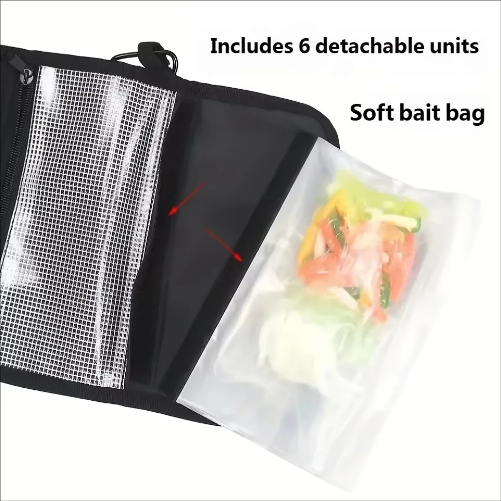 PVC Material Fake Bait Bag Soft Material Partition Design Soft Bait Bag Waterproof Design Fishing Sorting Accessories