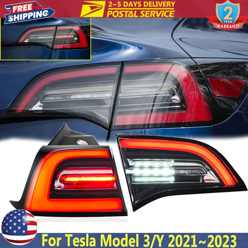 

Car Rear Warming Brake Lamp Rear Tail Lamp 1502088-00-B 1077397-00-G For Tesla Model 3/Y 2021~2023 4Pins Outer LED Tail Light