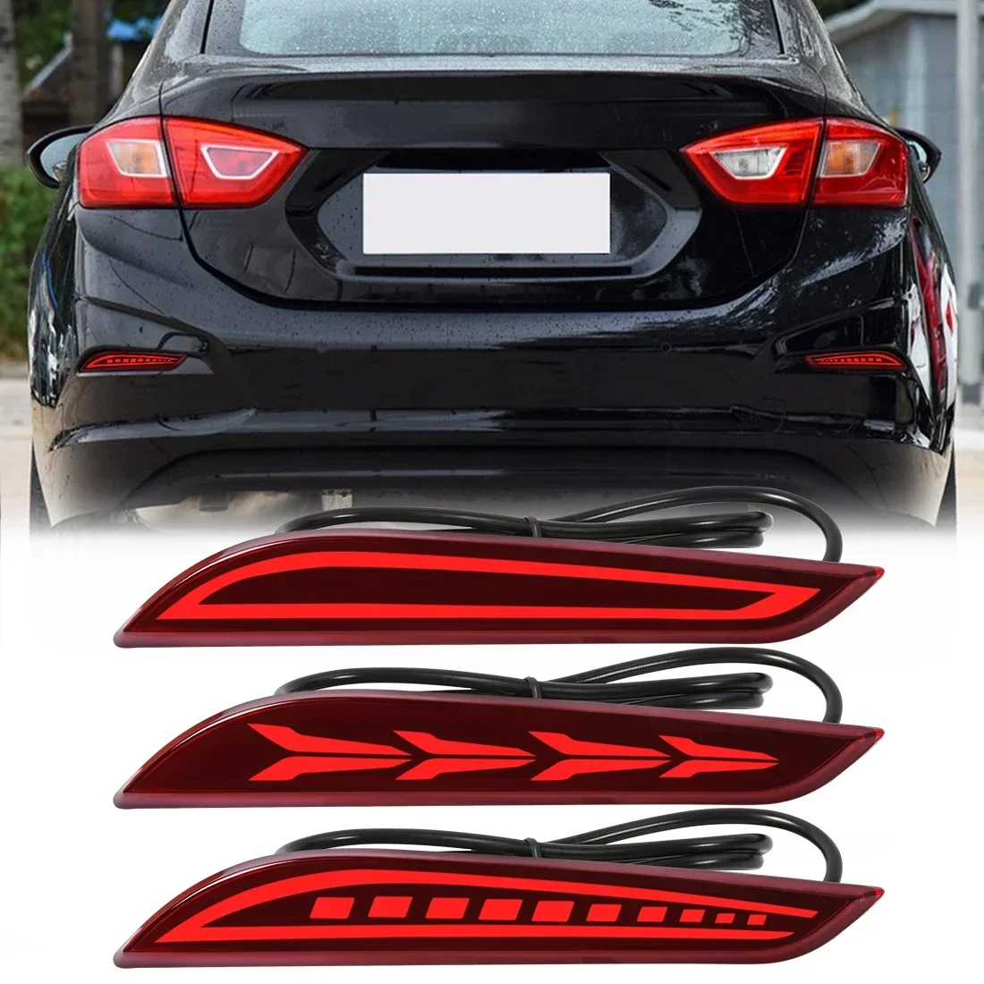 For Chevrolet Cavalier 2017 2018 LED Rear Bumper Reflector Light Brake Warning Auto Dynamic Turn Signal Lamp Car Accessories 12V