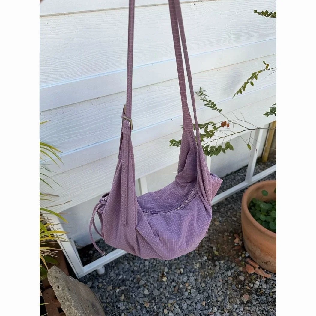 Bolso Bandolera Original Zhang Dayu, Primavera 2026, Ligero, de Nailon con Patrón a Cuadros, Estilo Casual y Simple