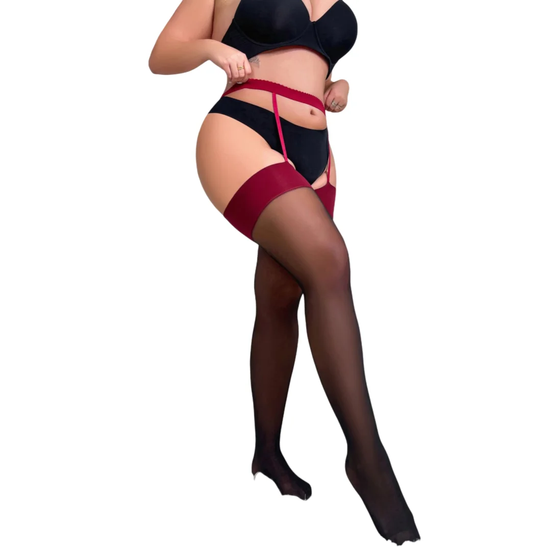 

Black Red Garter Thigh High Stockings Pantyhose Plus Size White Tights for Oversize Women Daily Office Night Club Party Wear XXL