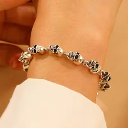 Fashion Punk Style Vintage Men's Bracelets Retro Handmade Creative Personality Skull Head Metal Trend Bracelets For Men