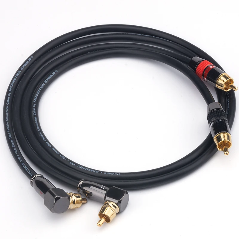 Kabel audio Monster HIFI Fever o wysokiej jakości dźwięku, pozłacane wtyki RCA, linia sygnałowa, kąt prosty 90 stopni. — zdjęcie produktu 3