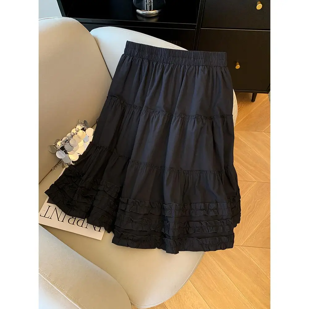 تنورة حلوة Gored عالية الخصر على شكل حرف a تنورة ميدي نسائية أوائل الخريف تنورة كعكة بيضاء Ciwalk غير قابلة للغرق أخرى