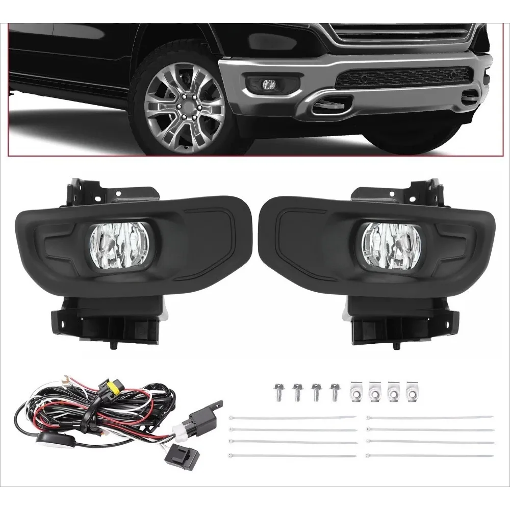 

For Ram 1500 2019-2024 Halogen Bumper Fog Lights Driving Lamps w/ Switch