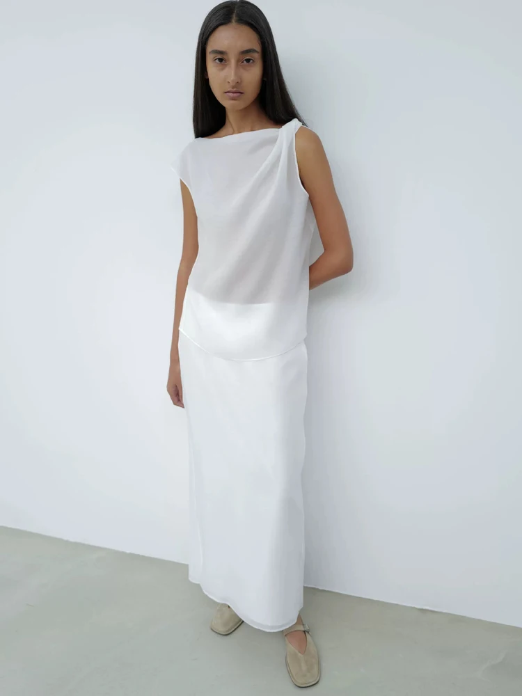 Ele Svel haut taille haute jupe amincissante mince été Faion ensemble pantalons longs rond Ne aérien Dring