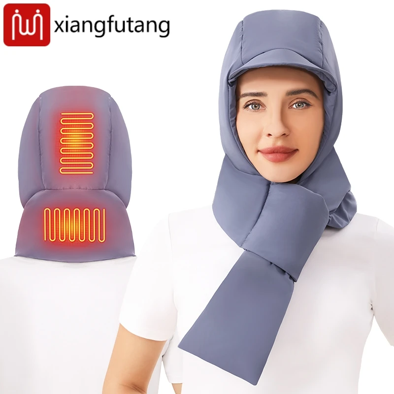 

Electric Heated Hat with Neck Warmer Cold Weather Outdoor Heating and Neck Warm Tool for Outdoor Skiing Hiking Cycling