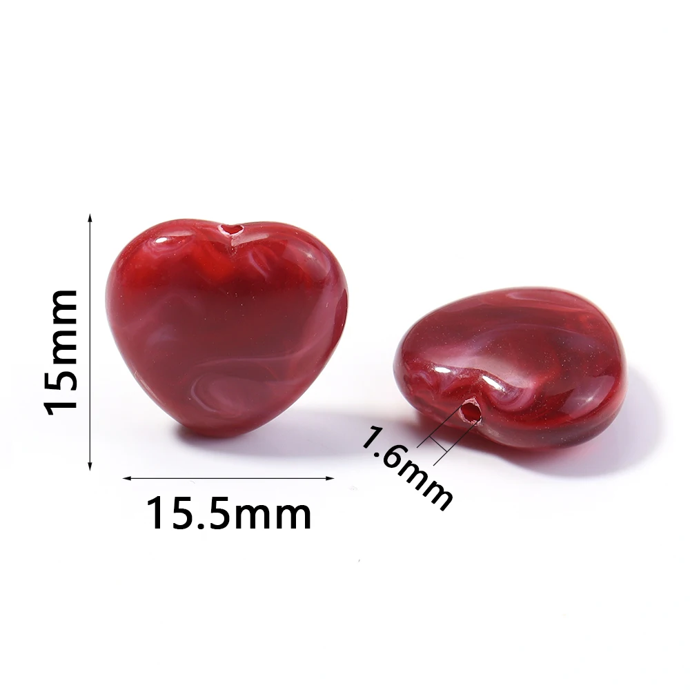 30 قطعة الخرز الاكريليك مزدوجة الألوان ثقب مستقيم على شكل قلب حبة فضفاض خزر عازل لصنع المجوهرات عقد دي اي واي سوار ﻿
