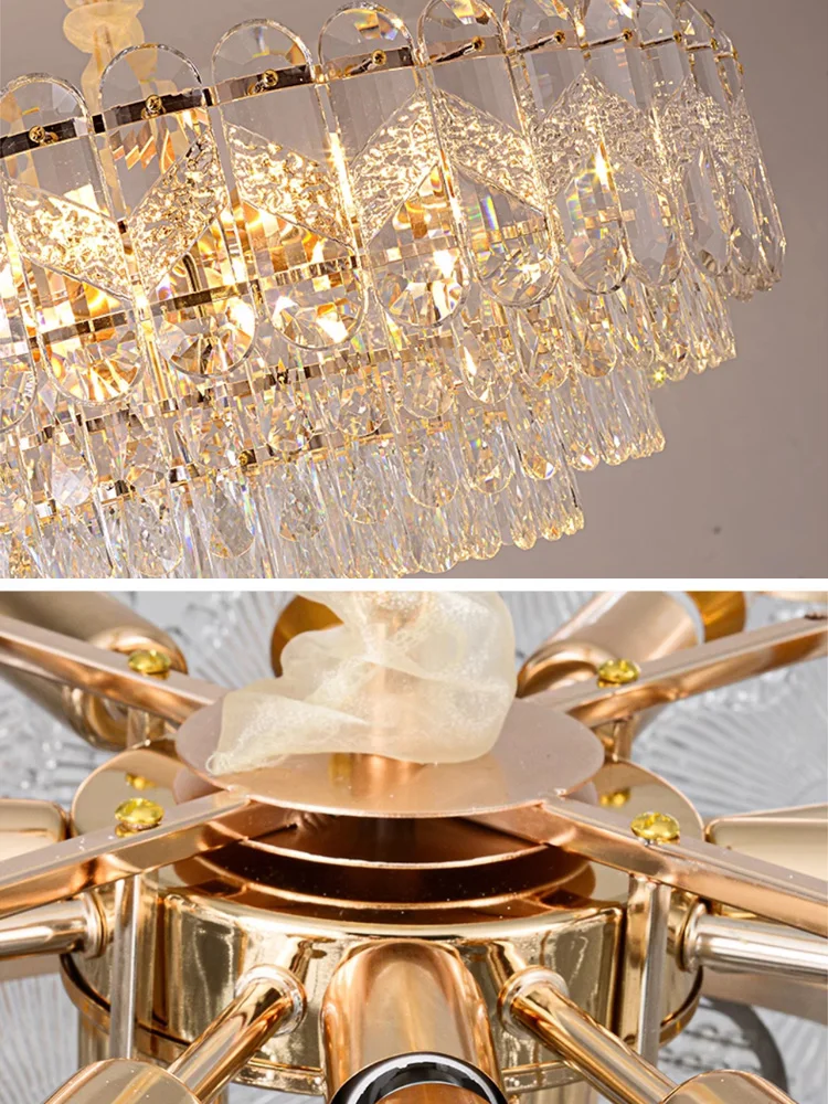 Imagem -06 - Modern Strip Crystal Lustres para Sala de Estar Luzes Pingente French Gold Villa Teto Indoor Dining Room Luxury Lighting