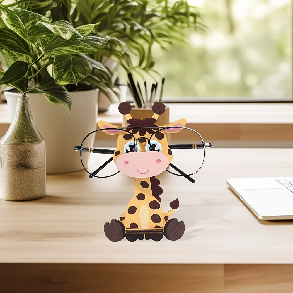 1PCS 2D Giraffe Cartoon Best-selling Wooden Eyeglass Holder Fun Home Decoration Office Decoration Accessory Children's Day Gift
