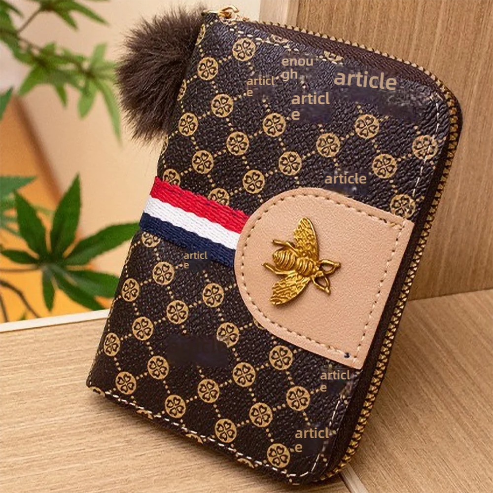 

Luxury Vintage Print Clutch Purse 2025 with Golden Bee Metal Decor, Short PU Wallet Wristlet Christmas Gift Free Shipping