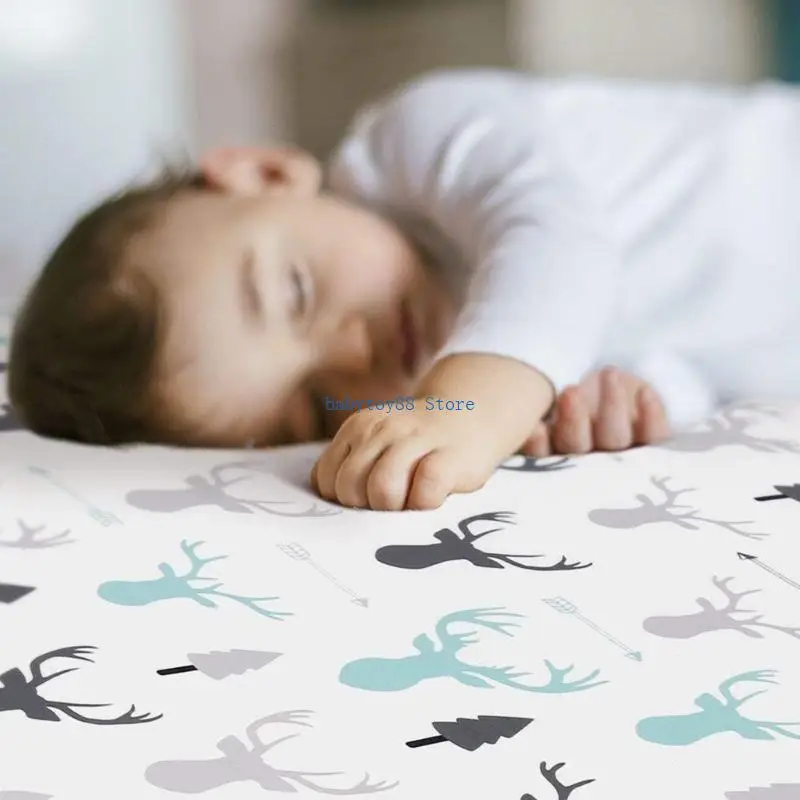 Y4UD مجموعة من 2 قطعة سرير أطفال مطبوع ملاءة سرير لحديثي الولادة غطاء وسادة تغيير مريح ملاءات مرتبة كم